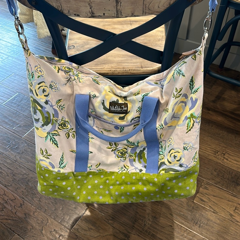 Matilda Jane overnight weekender luggage bag tote floral print butterfly liner